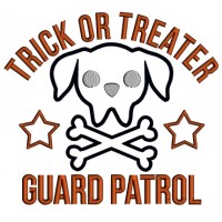 Trick Or Treater Guard Patrol Dog Halloween Applique Machine Embroidery Design Digitized Pattern